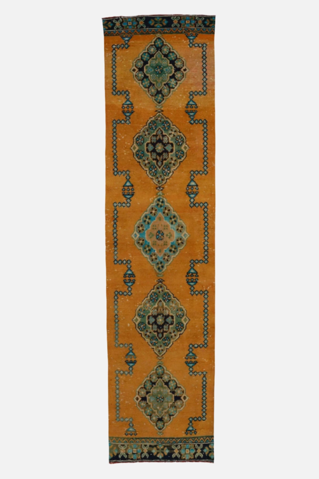 Karatay / 2x11 Vintage Boho Rug Runner Front Side