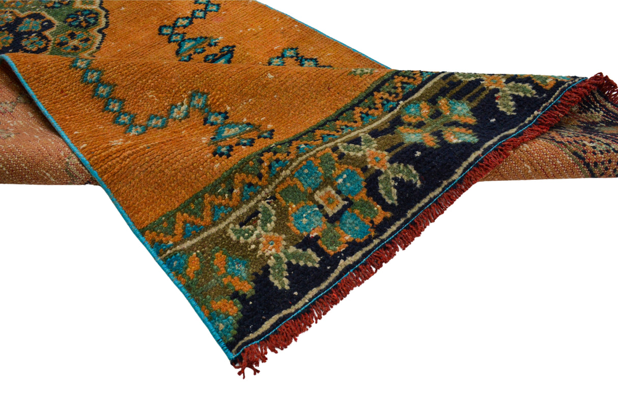 Karatay / 2x11 Vintage Boho Rug Runner Texture