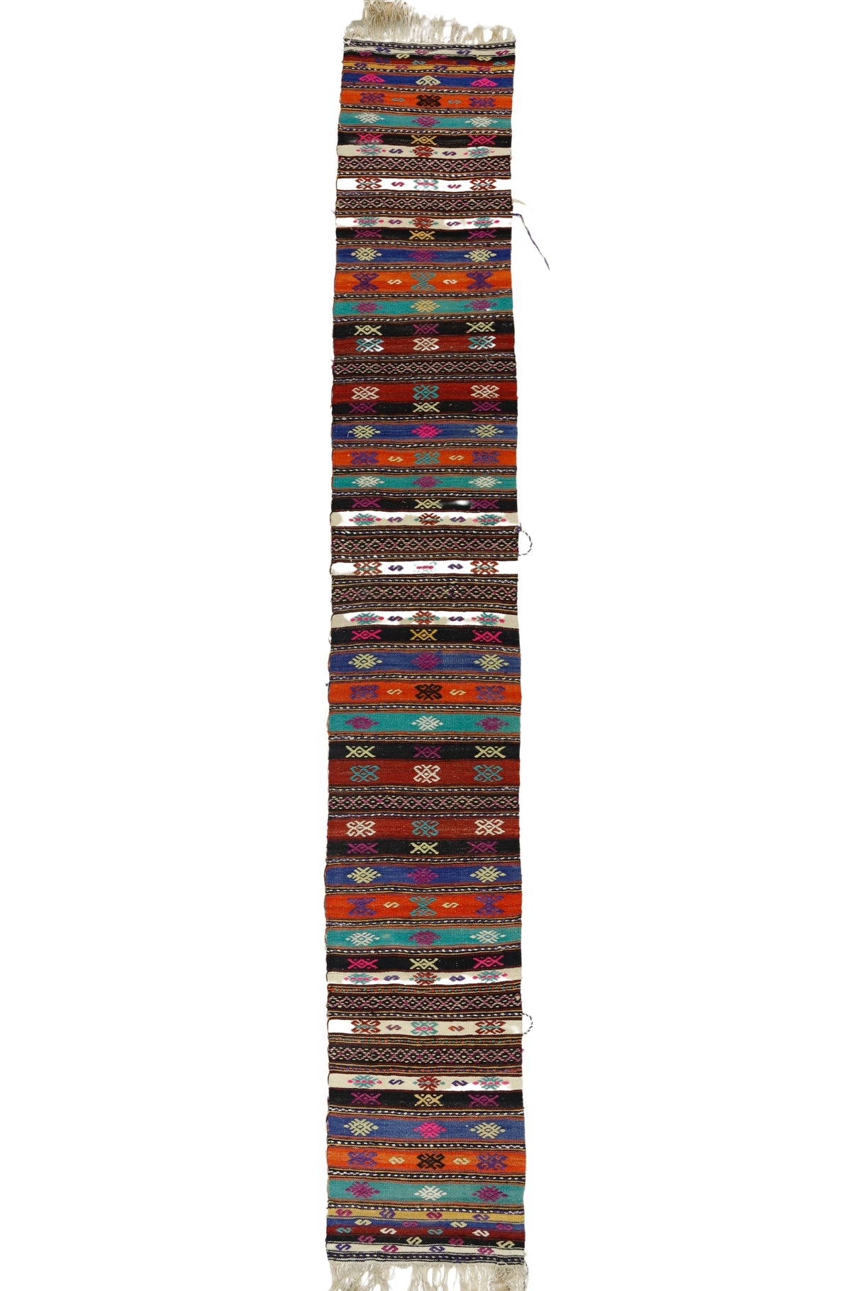 Karlık / 2x13 Wool Bohemian Kilim Runner Front Side
