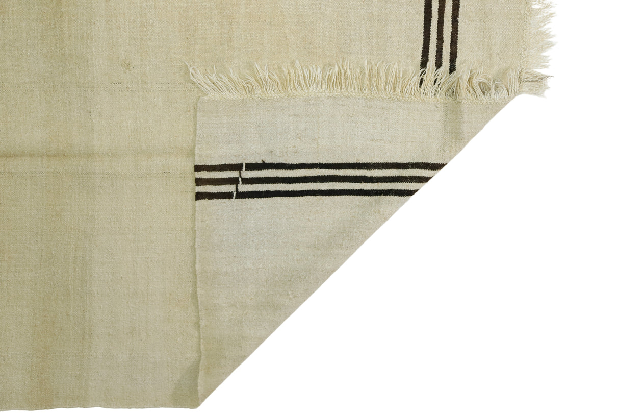 Kendir / 4x7 Hemp Vintage Bohemian Kilim Rug Back Side