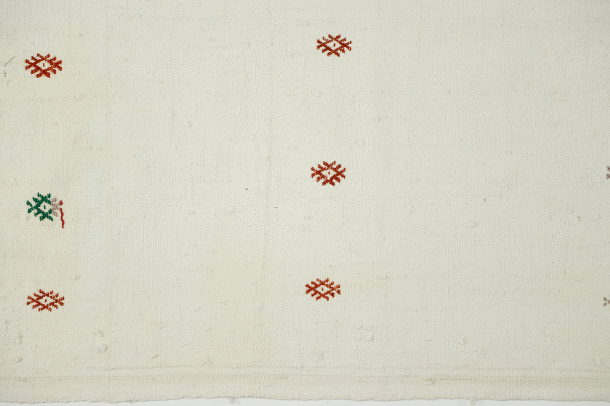 Medrese / 2x14 Beige Vintage Kilim Runner Close Up