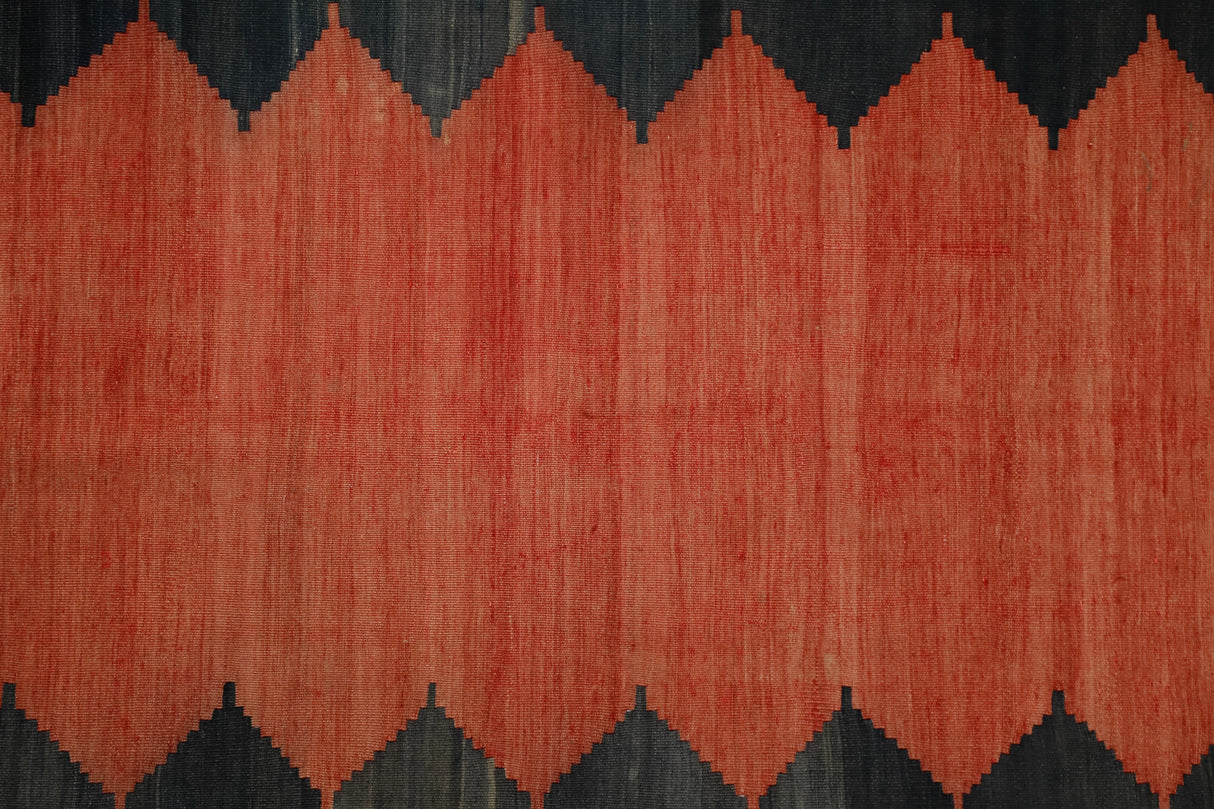 Saray / 4x13 Vintage Wool Turkish Kilim Runner Rug Close Up