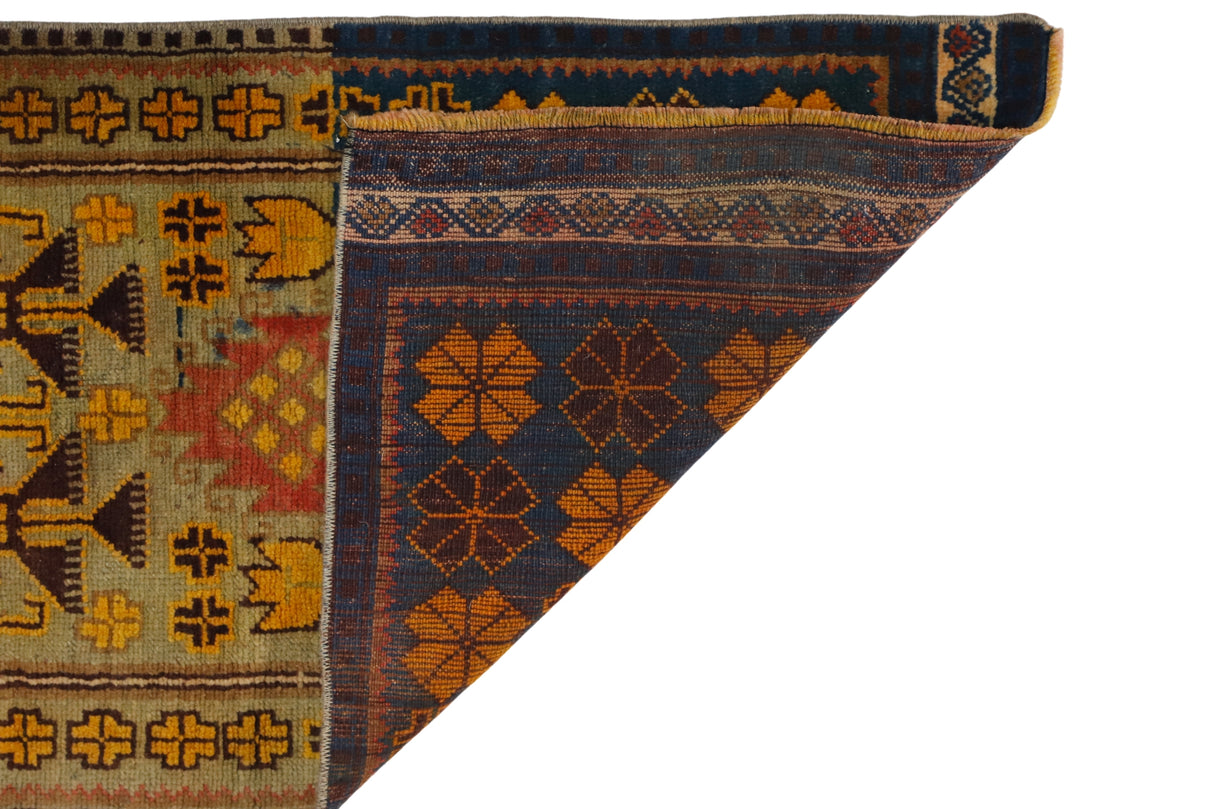 Sarayhan / 1x4 Vintage Handmade Turkish Area Rug Back Side