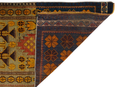 Sarayhan / 1x4 Vintage Handmade Turkish Area Rug Back Side