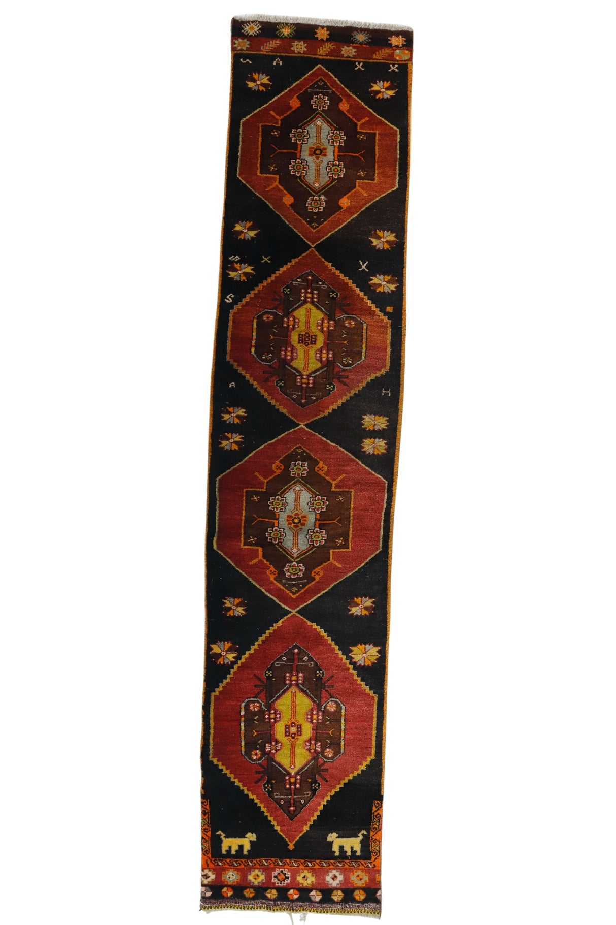 Savcun / 2x12 Oriental Wool Handmade Rug Runner Front Side