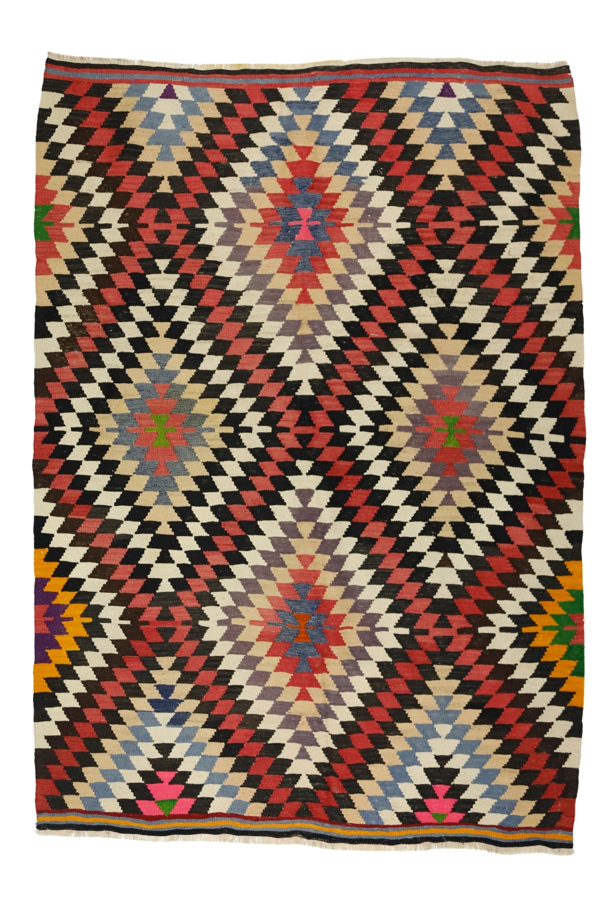 Selviler / 5x8 Rustic Vintage Area Kilim Rug Front Side