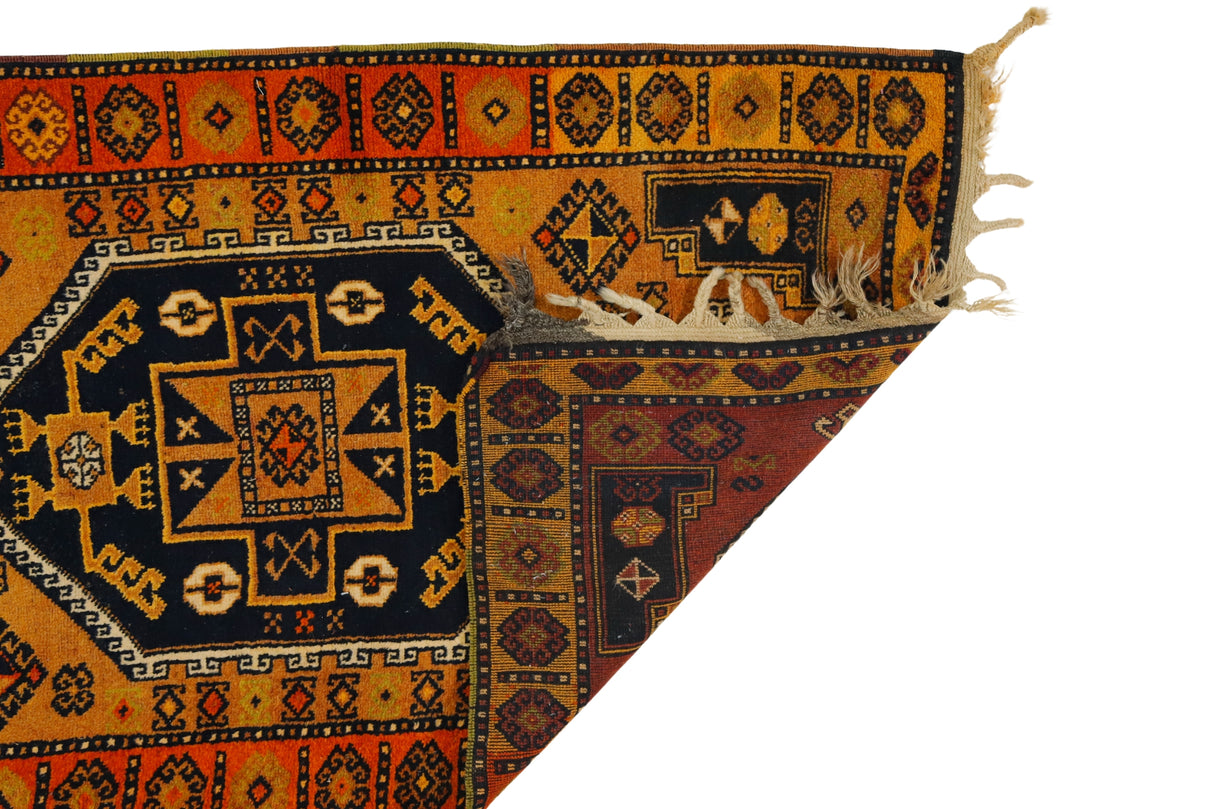 Sere Kani / 3x9 Vintage Kurdish Rustic Rug Runner Back Side