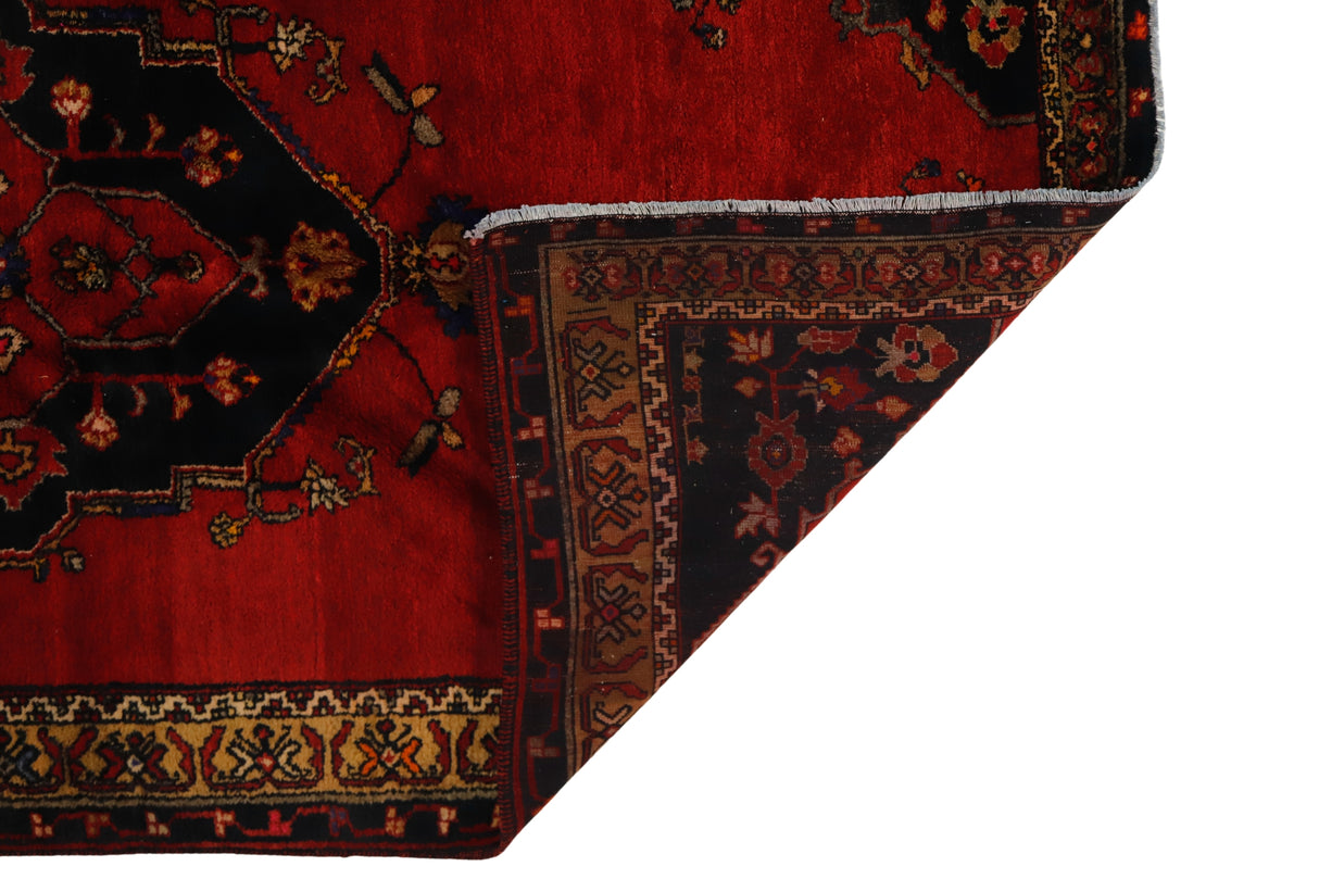 Serpincik / 5x10 Red Anatolian Vintage Carpet Back Side