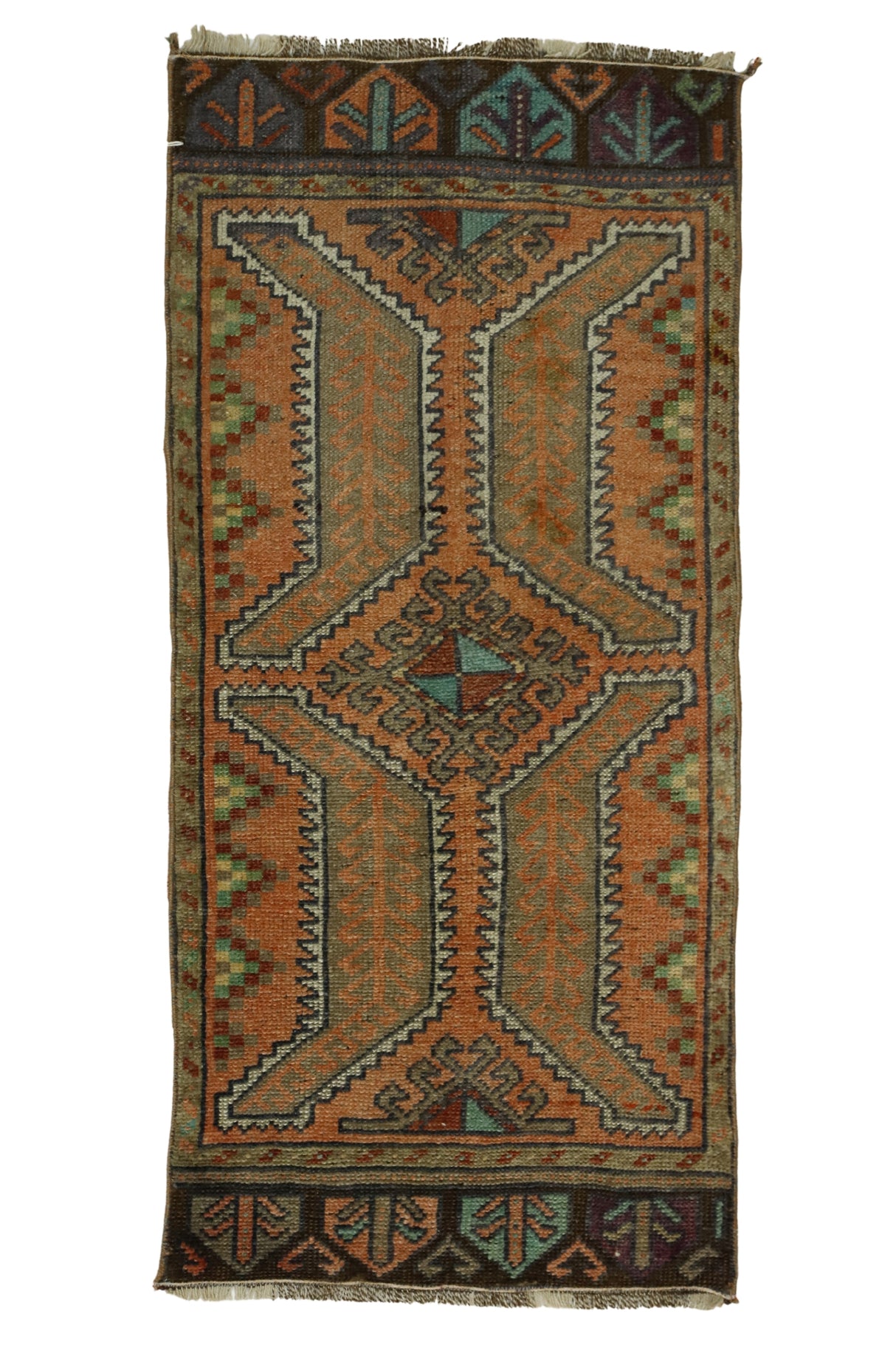 Sultanhan / 1x3 Wool Vintage Turkish Rug Front Side