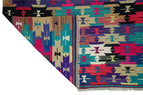 Tlos / 5x10 - Multi-Color Vintage Boho Kilim Back Side