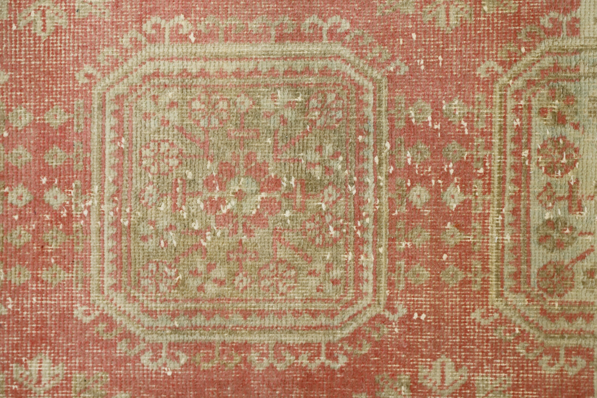 Ugurlu / 2x11 Vintage Handmade Pastel Rug Runner Close Up