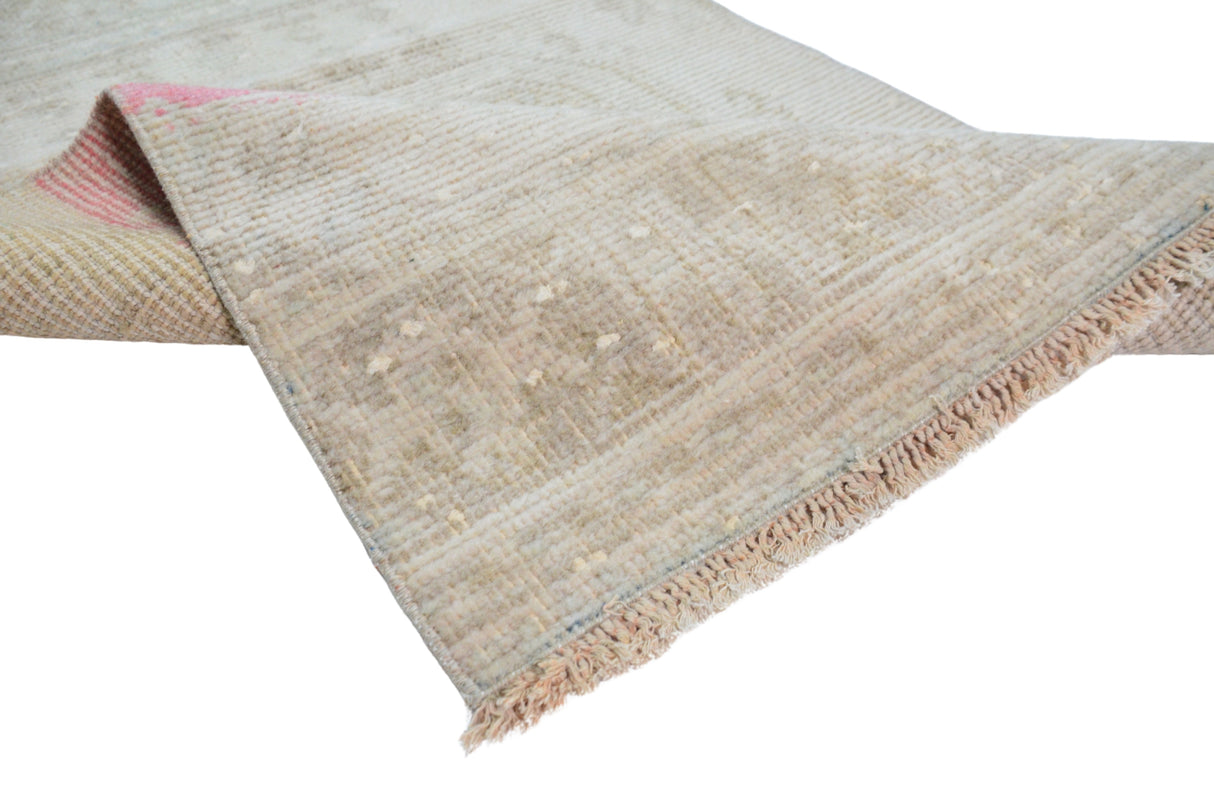 Ugurlu / 2x11 Vintage Handmade Pastel Rug Runner Texture