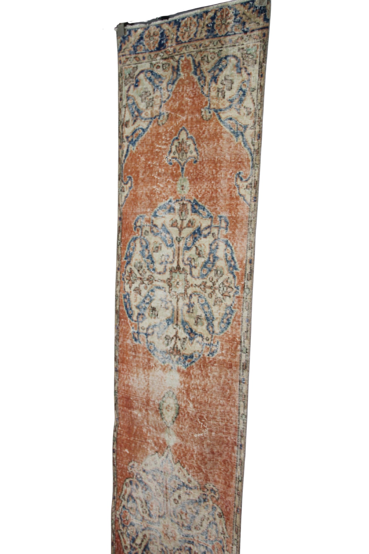 Vintage Oriental Rug Runner - 2x9 ft | Wool Beige Oushak Carpet for Hallway