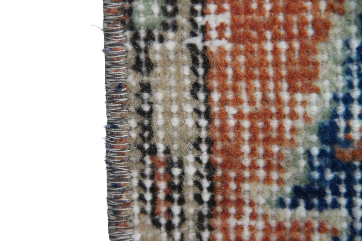Vintage Oriental Rug Runner - 2x9 ft | Wool Beige Oushak Carpet for Hallway