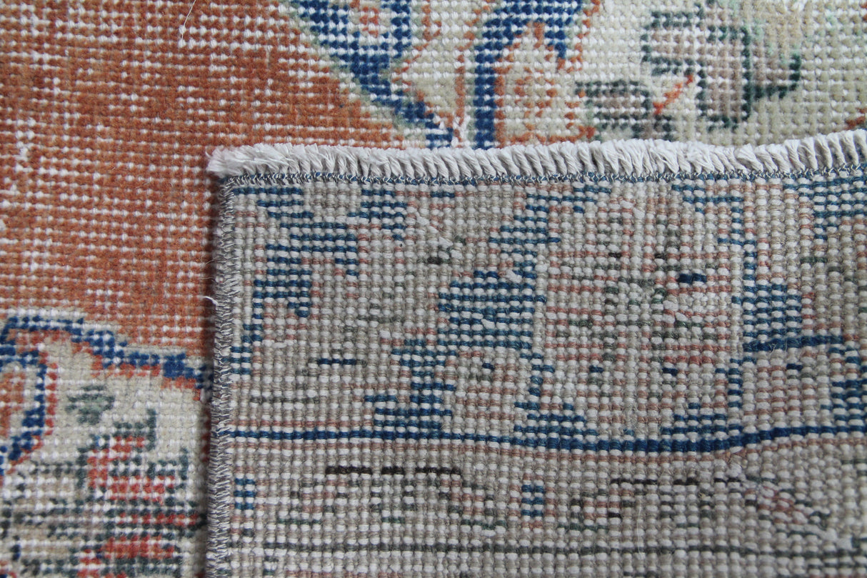 Vintage Oriental Rug Runner - 2x9 ft | Wool Beige Oushak Carpet for Hallway