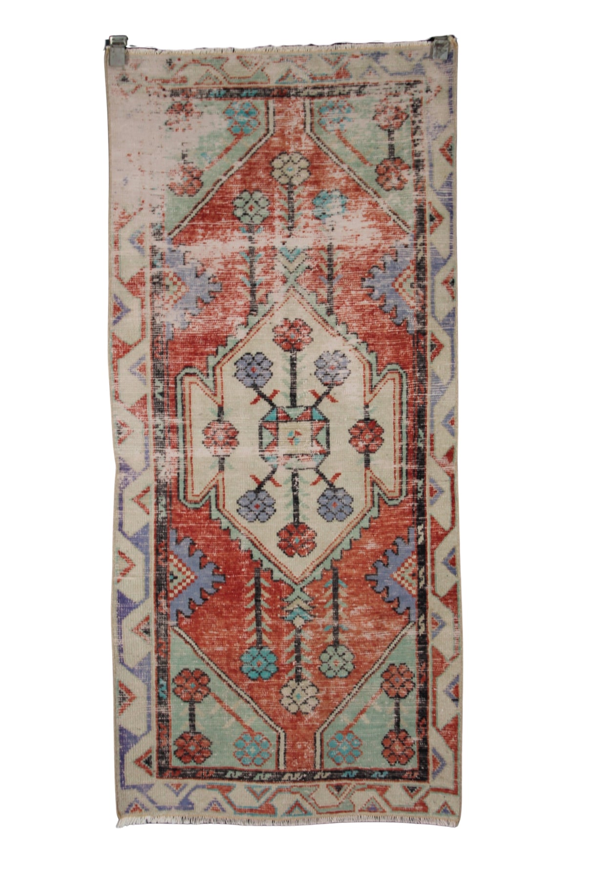 Vintage Orange Oushak Rug 2x5 ft – Handmade Wool Anatolian Carpet