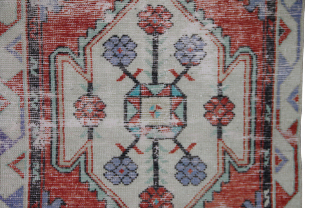 Vintage Orange Oushak Rug 2x5 ft – Handmade Wool Anatolian Carpet