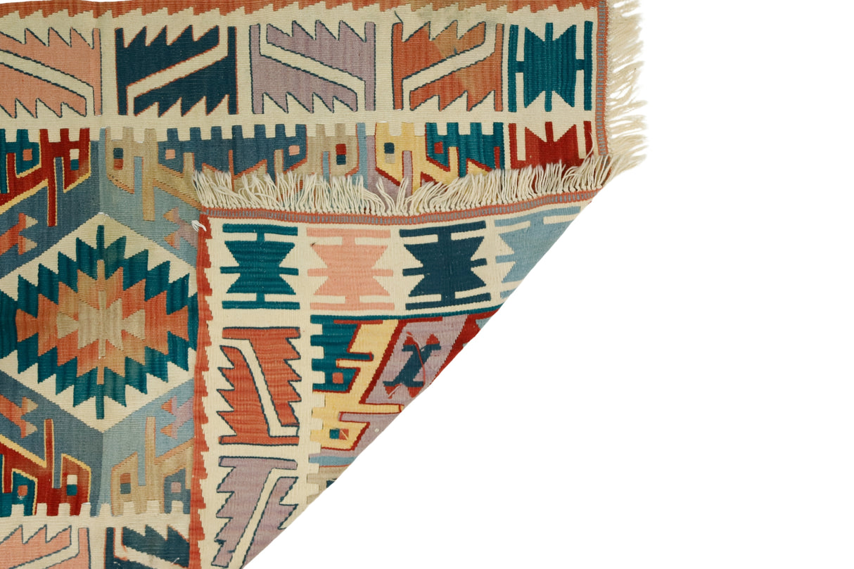 Yakamoz / 3x5 Bohemian Vintage Area Kilim Rug Back Side
