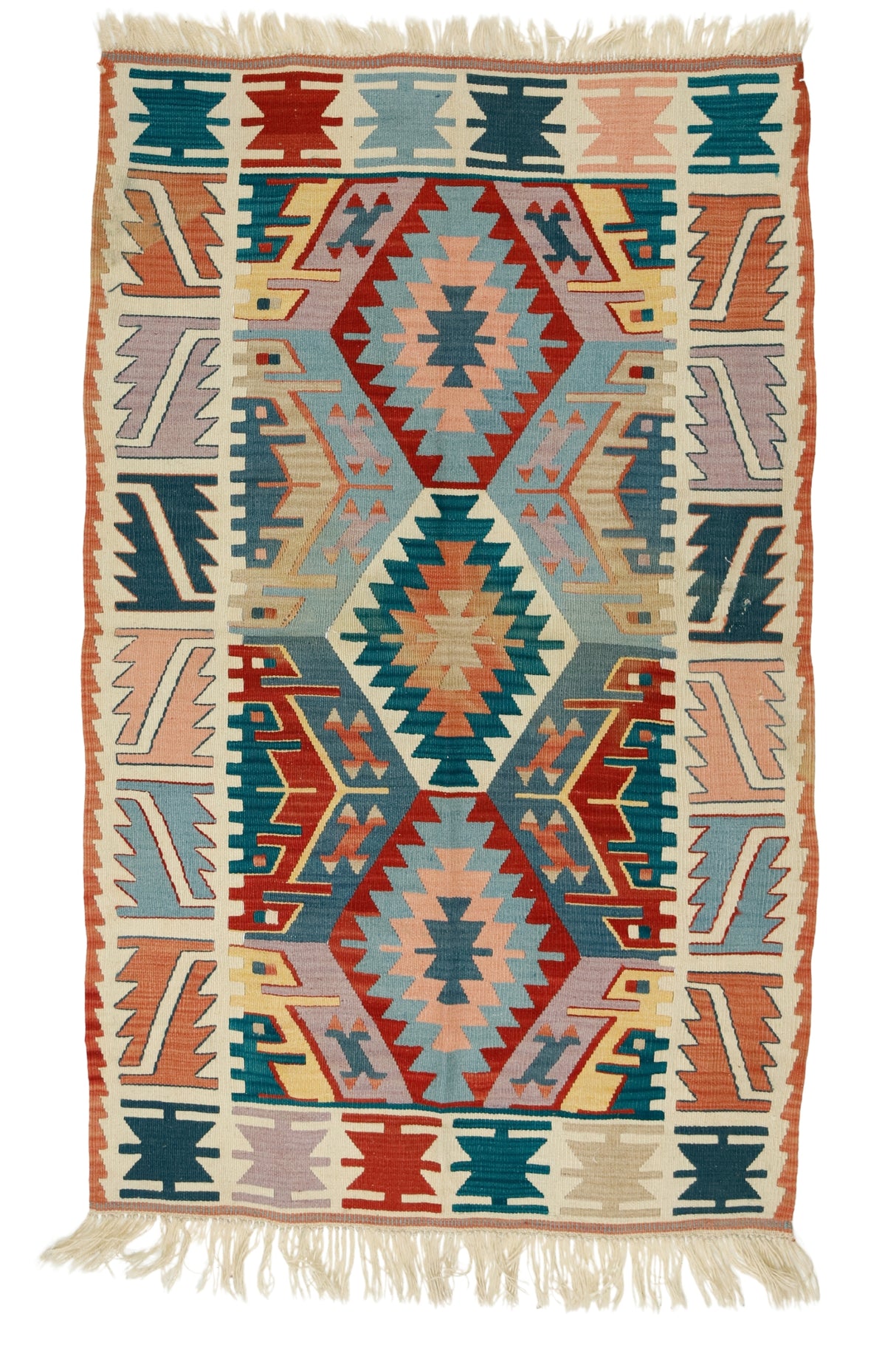 Yakamoz / 3x5 Bohemian Vintage Area Kilim Rug Front Side