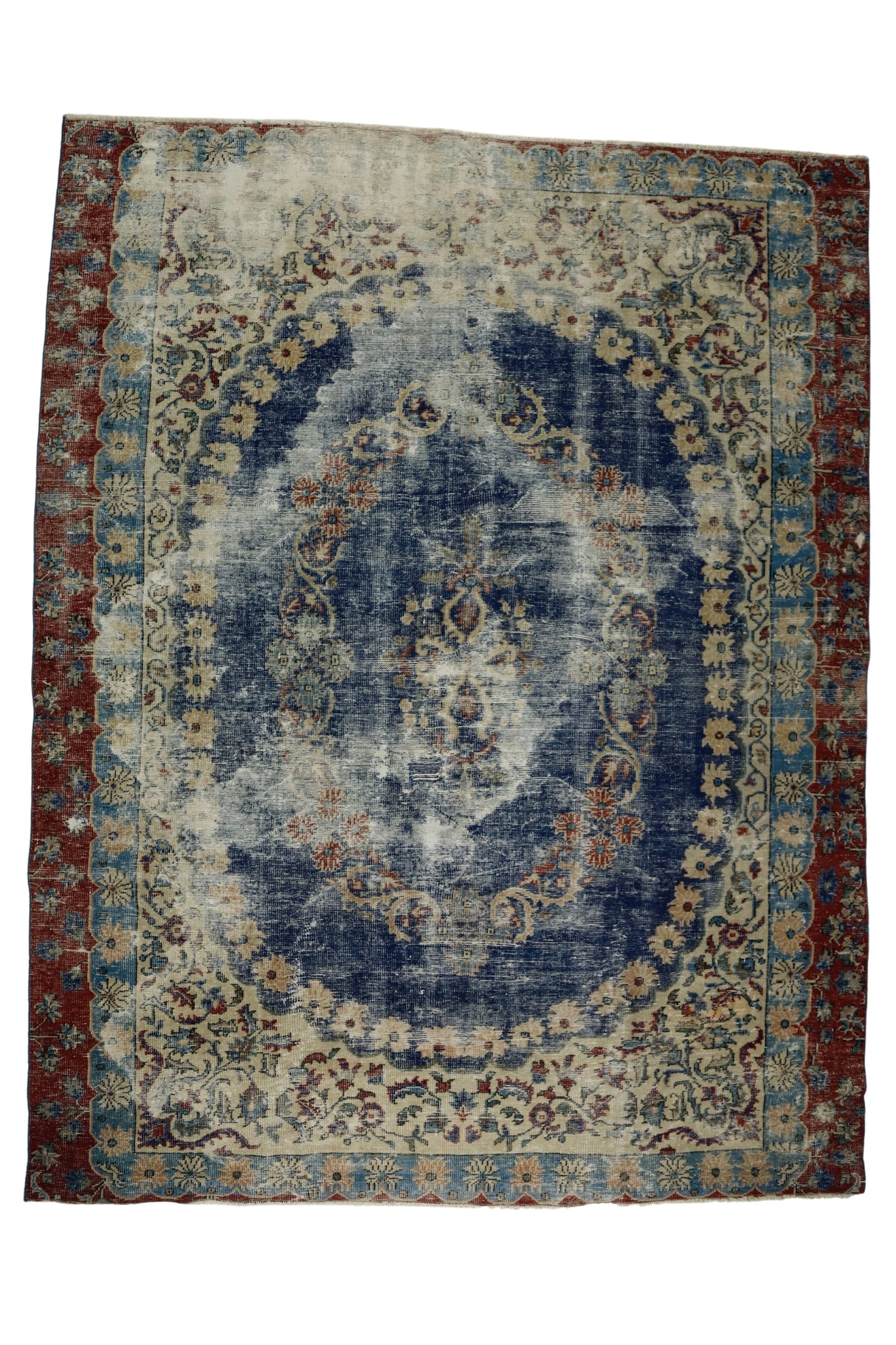 Yalvac / 8x10 Vintage Blue Turkish Carpet front side