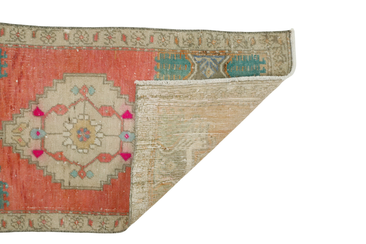 Yazyurdu / 1x3 Muted Handmade Turkish Rug Back Side