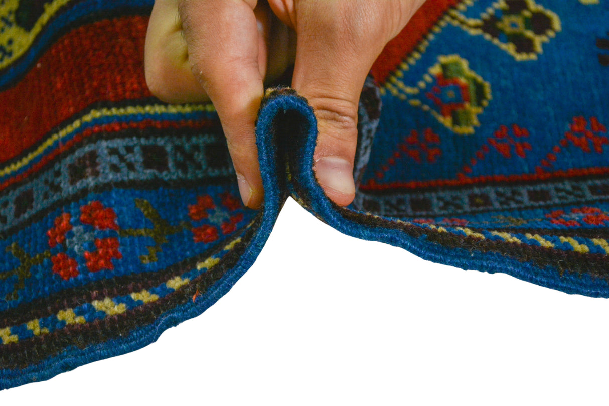 Yenice / 1x3 Blue Vintage Turkish Area Rug Thickness