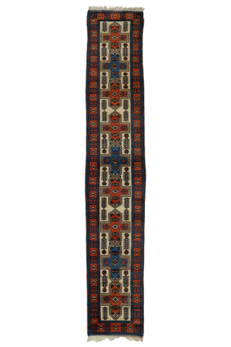 Yuları / 2x10 Vintage Wool Boho Rug Runner Front Side