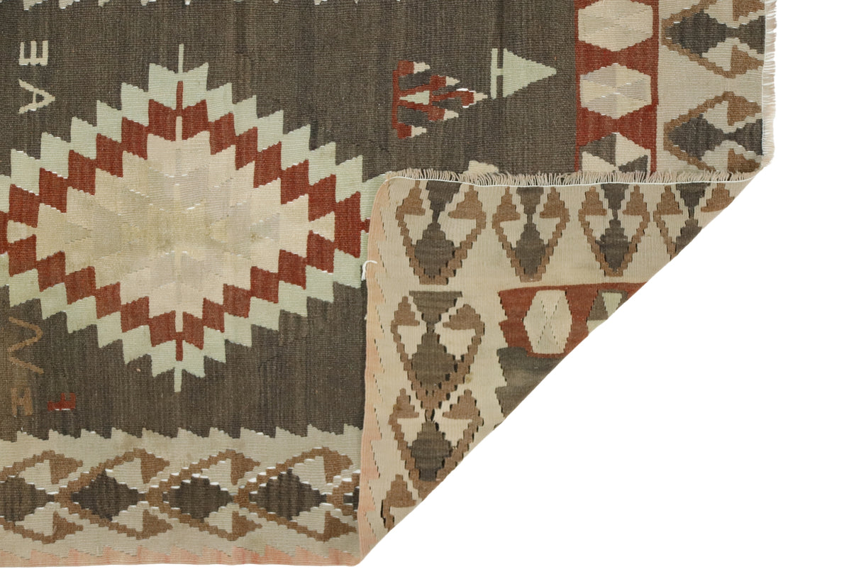 Zahman / 3x5 Handmade Tribal Bohemian Kilim Rug Back Side