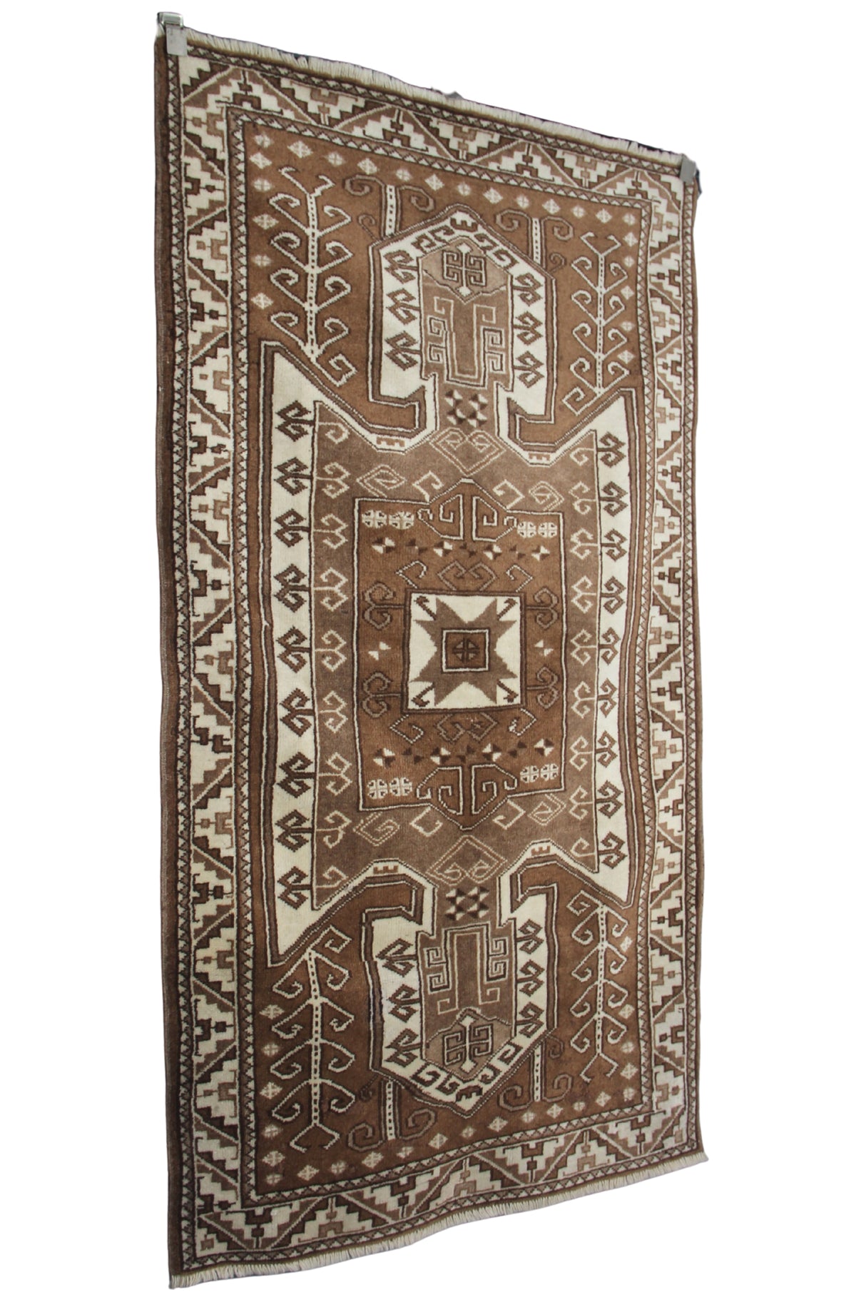 Neutral Vintage Handmade Rug - 3x6 ft | Tribal Boho Turkish Carpet for Living Room
