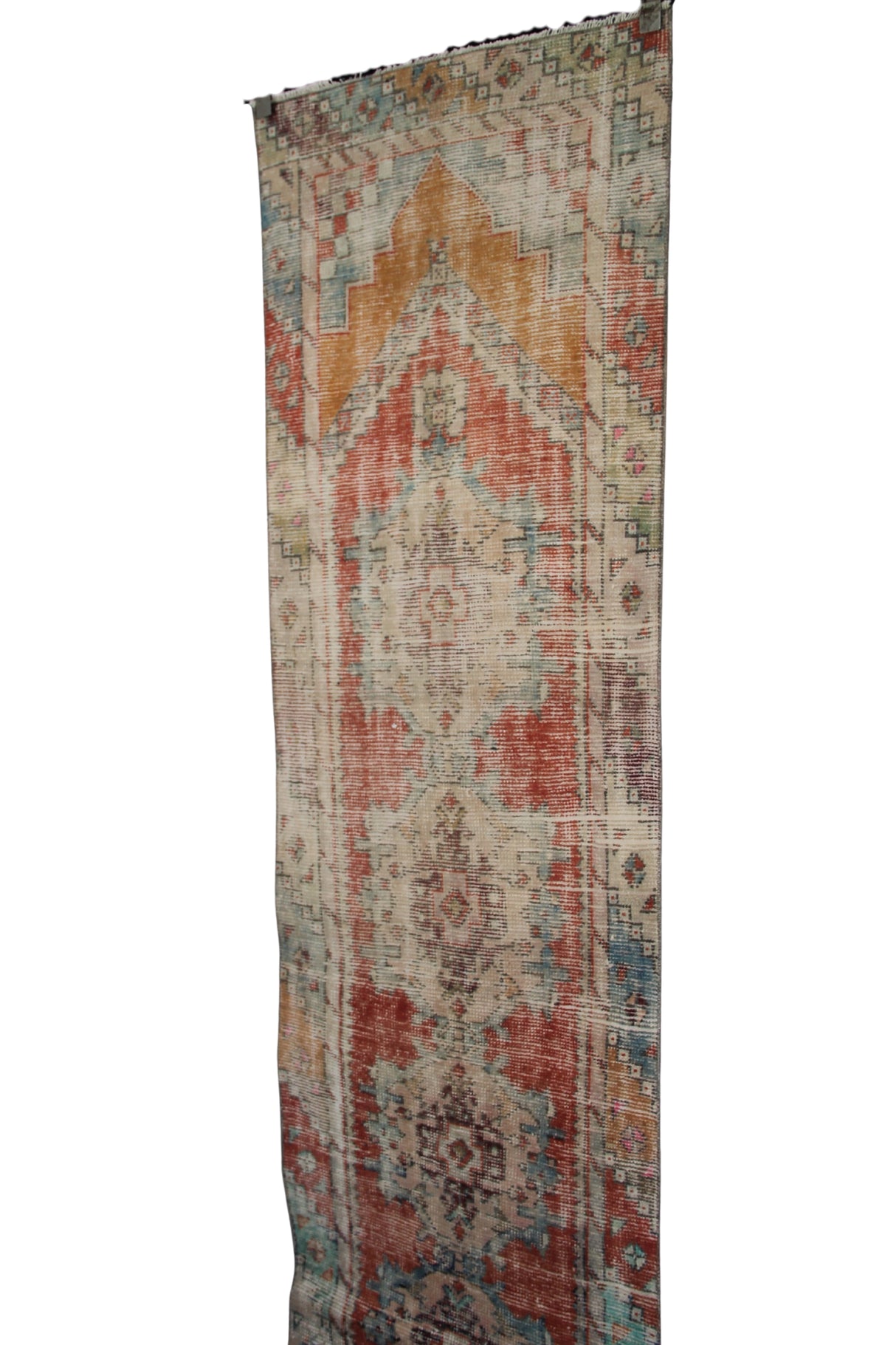 Vintage Boho Turkish Rug - 2x8 ft | Handmade Tribal Oushak Carpet for Hallway