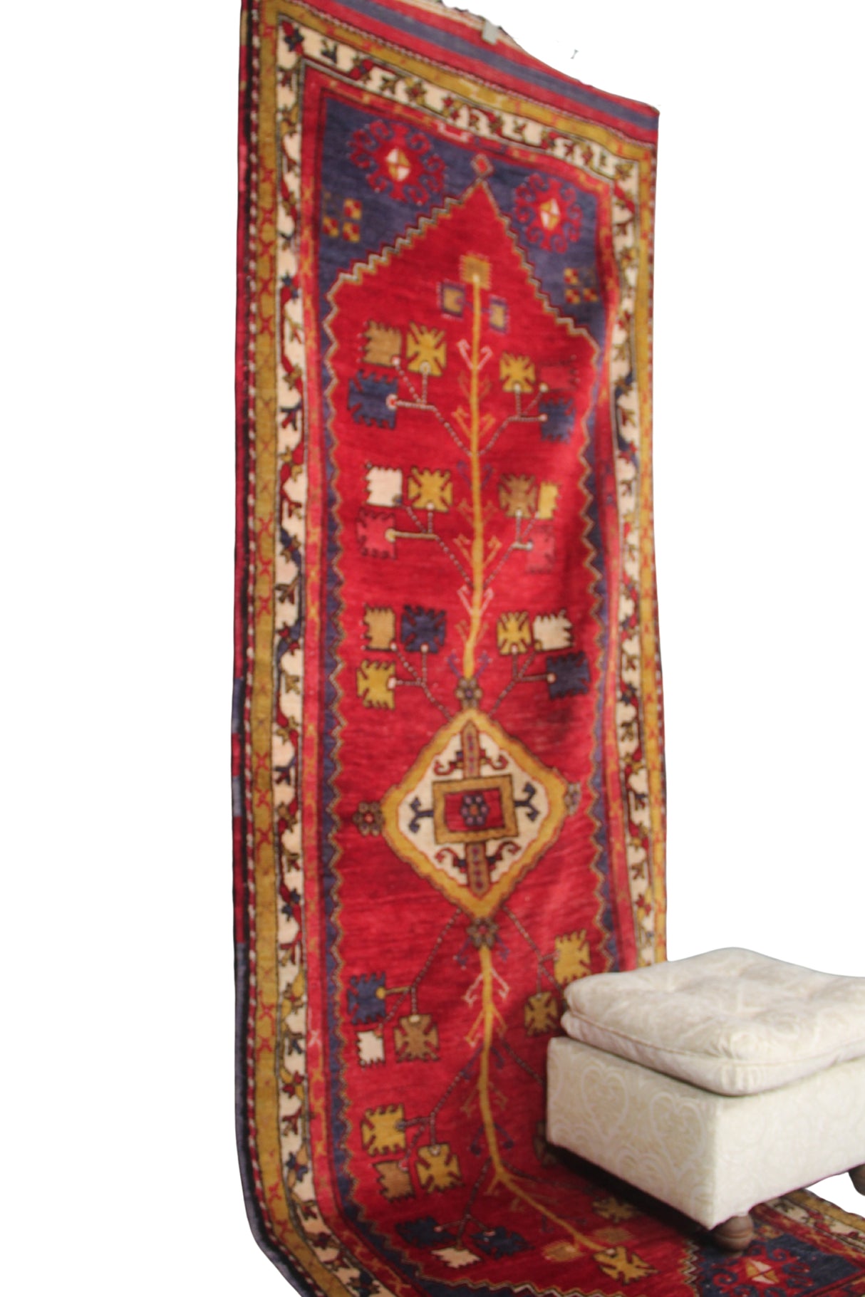 Curated Antique Runner Rug - 3x9 ft | Handmade Red Turkish Carpet for Hallway