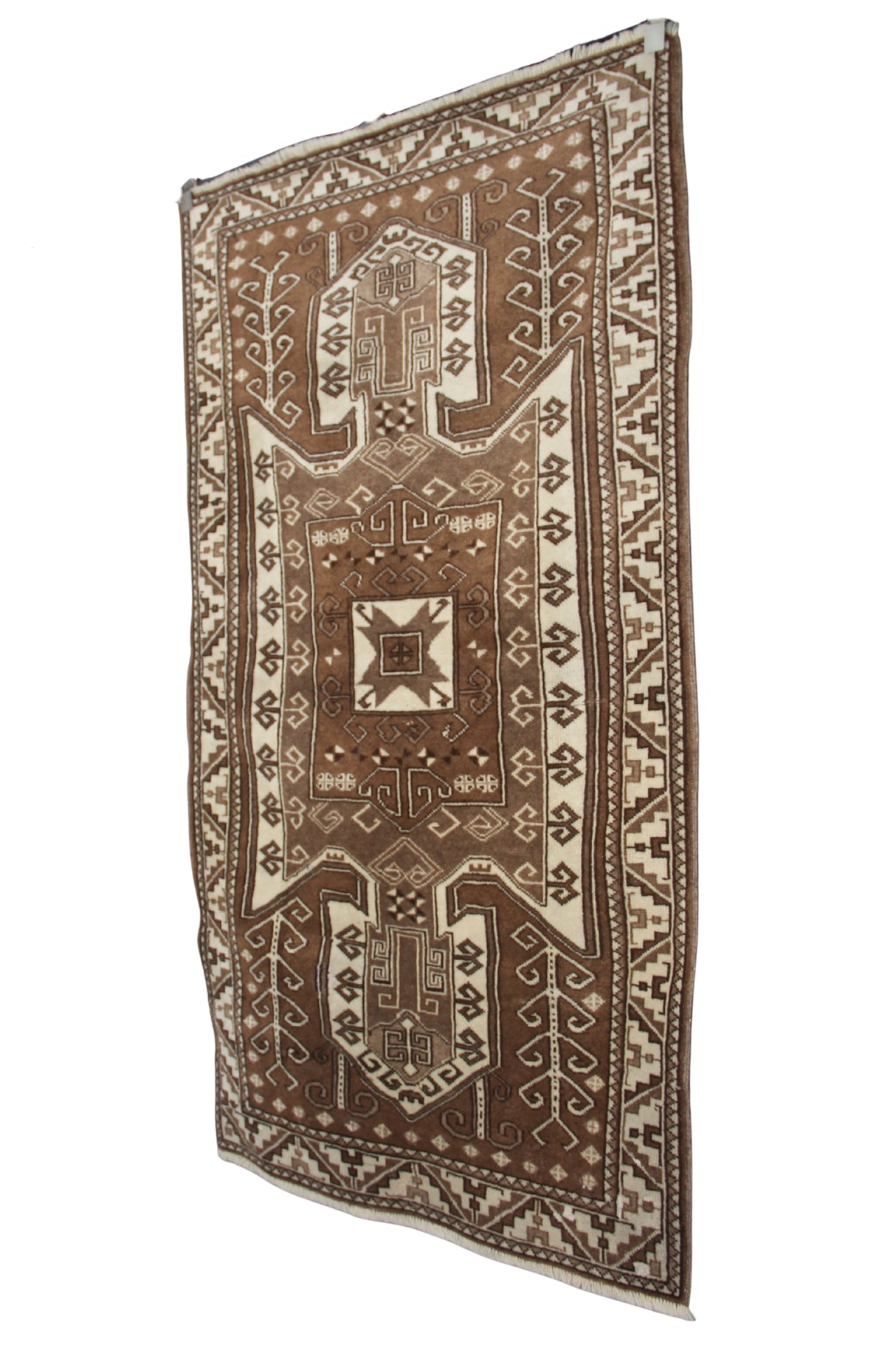 Neutral Vintage Handmade Rug - 3x6 ft | Tribal Boho Turkish Carpet for Living Room