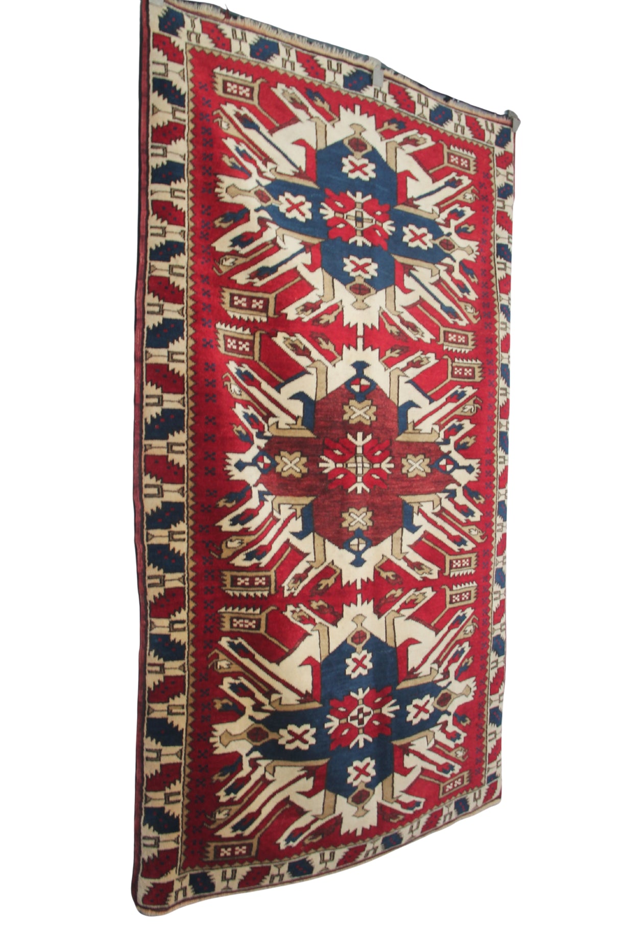 Curated Vintage Accent Rug - 3x6 ft | Handmade Red Wool Rug With Eclectic Pattern