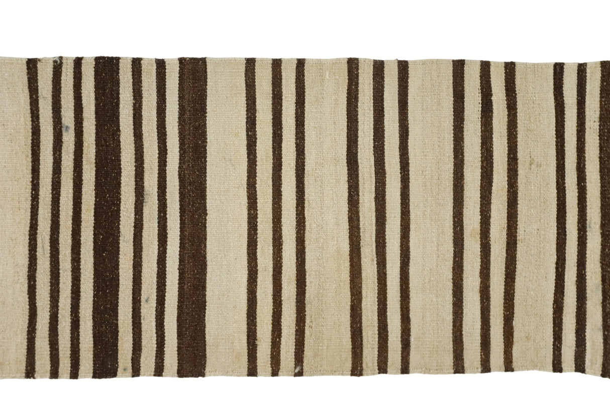 Yün El Dokuma Bej Antika Kilim Yolluk / Mazgirt 46 x 237 cm