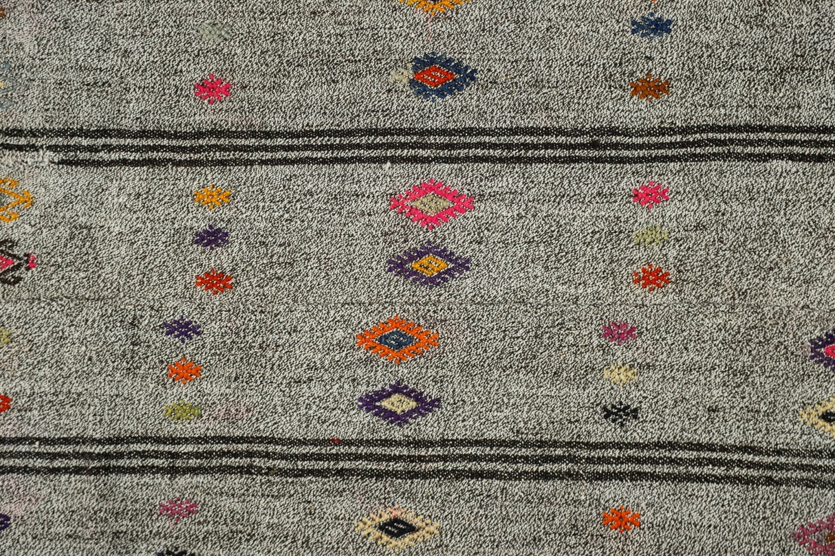 Gri El Dokuma Vintage Kilim / Boyundere 224 x 313 cm