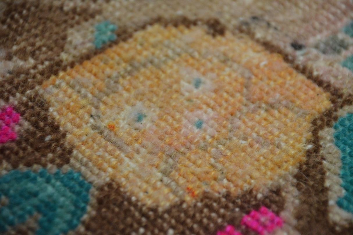 Çiçek Desenli El Dokuma Antika Halı / Sincik 51 x 107 cm