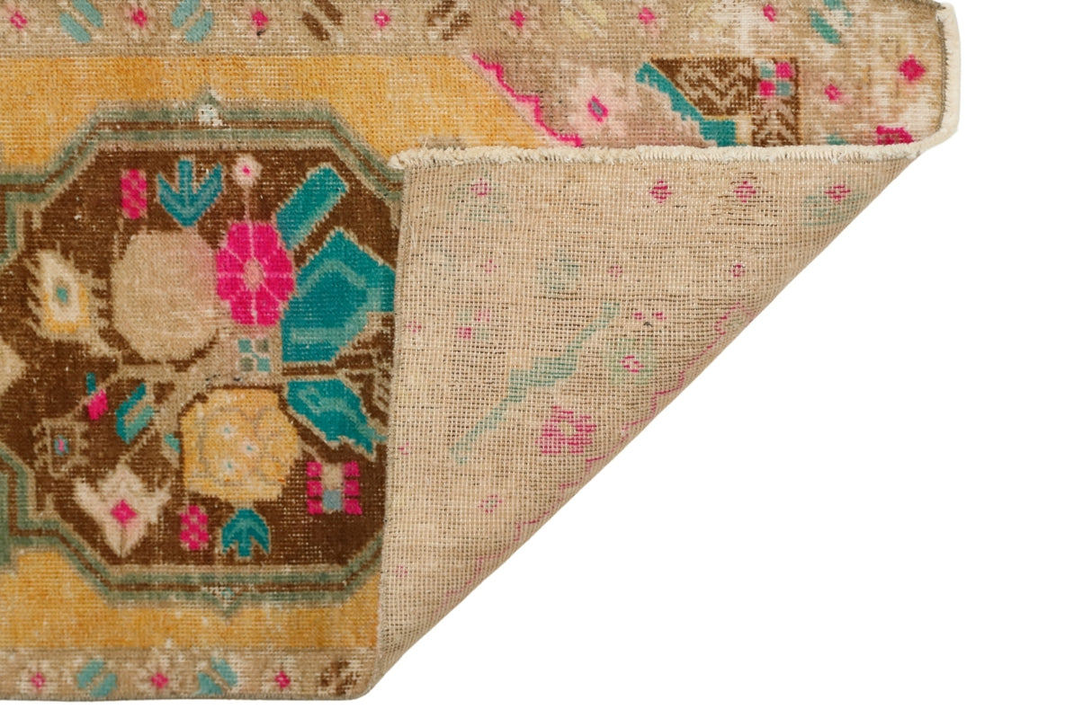 Çiçek Desenli El Dokuma Antika Halı / Sincik 51 x 107 cm