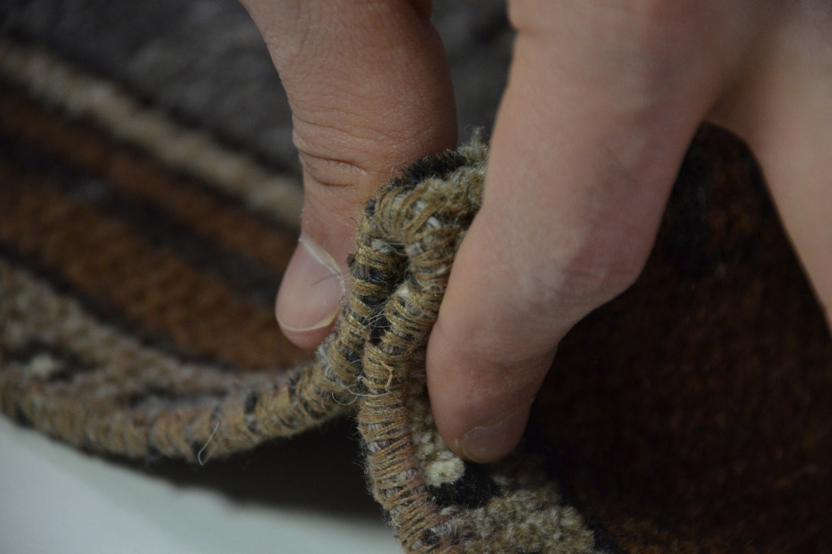 Yün El Dokuma Kahverengi Antika Halı / Bolvadin 46 x 89 cm