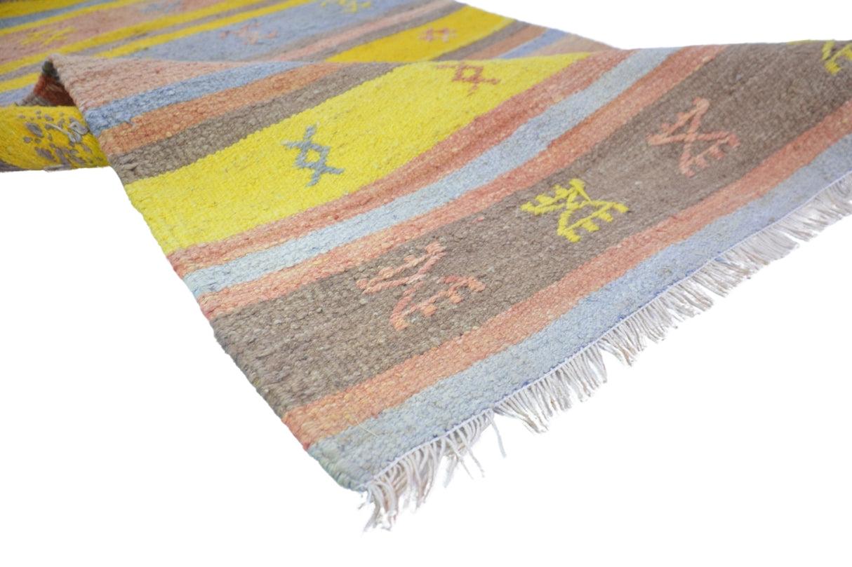 Vintage El Dokuma Çizgi Desenli Kilim Yolluk / Merzifon 72 x 293 cm