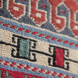 Vintage Soumak Kilim Rug - 3x3 ft | Wool Handmade Rustic Carpet for Area