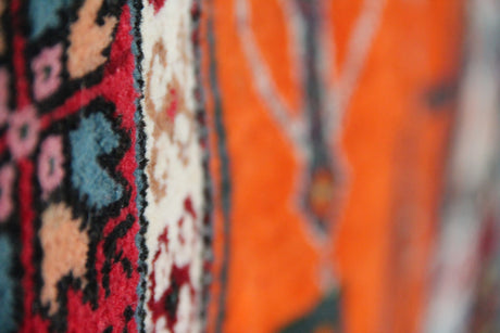 Antique Nomadic Turkish Rug, 4x5 ft | Wool Orange Carpet, Handmade Oushak Rug