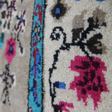 Curated Vintage Wool Rug - 3x6 ft | Brown Floral Handmade Rug for Bedroom Area