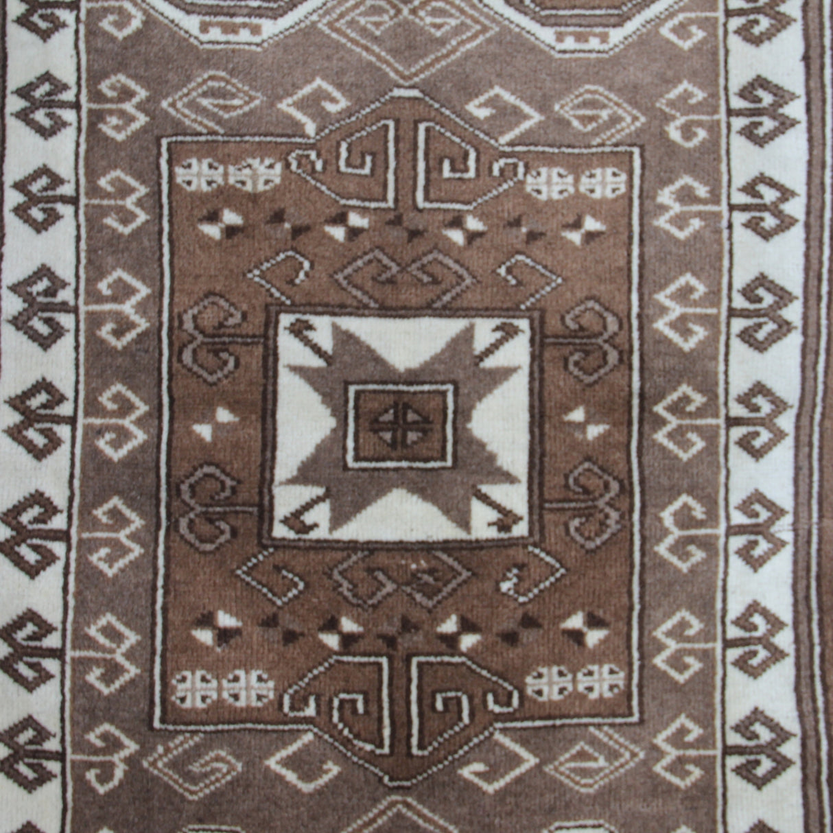 Neutral Vintage Handmade Rug - 3x6 ft | Tribal Boho Turkish Carpet for Living Room