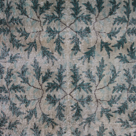 Beige and Green Vintage Rug - 3x6 ft | Handmade Boho Turkish Carpet