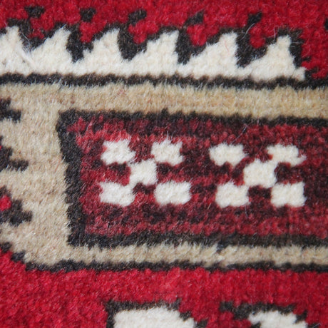 Curated Vintage Accent Rug - 3x6 ft | Handmade Red Wool Rug With Eclectic Pattern