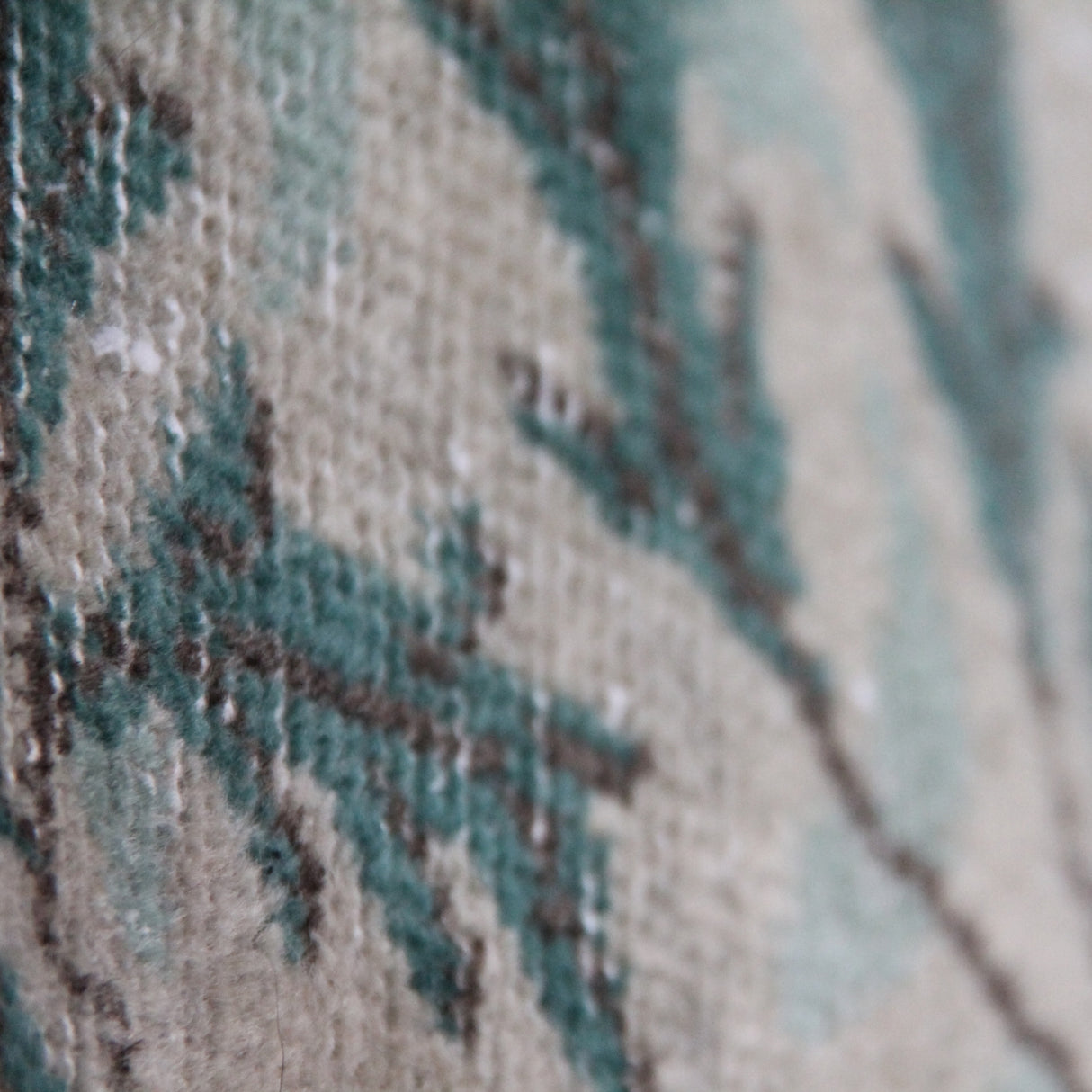 Beige and Green Vintage Rug - 3x6 ft | Handmade Boho Turkish Carpet