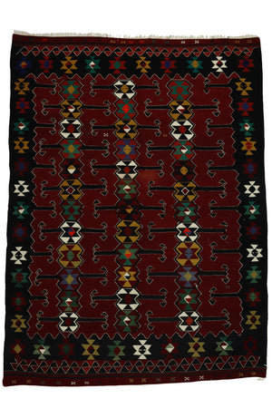 Antique Red Boho Kilim Rug