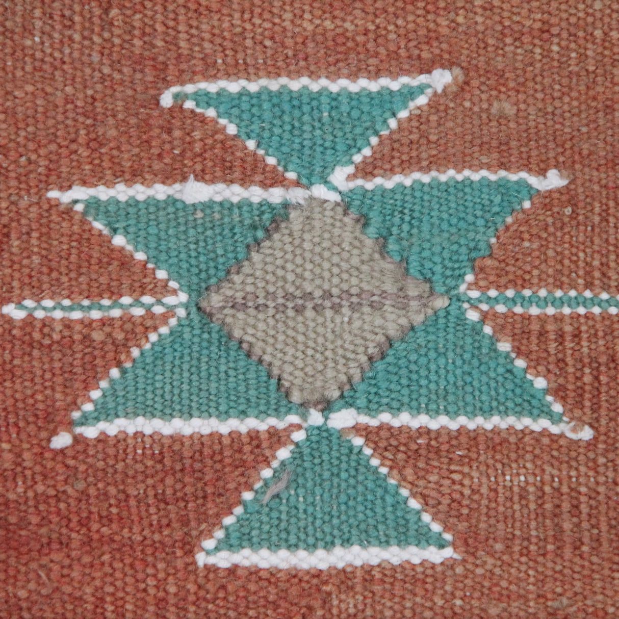 Orange Handmade Wool Kilim - 6x8 ft | Wool Vintage Turkish Rug for Living Room