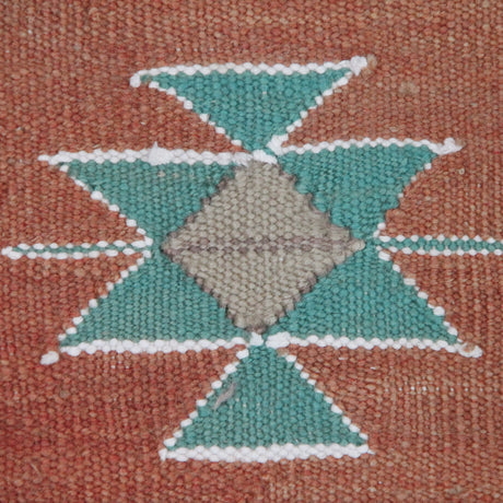 Orange Handmade Wool Kilim - 6x8 ft | Wool Vintage Turkish Rug for Living Room