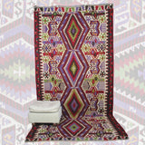 Vintage Handmade Turkish Kilim - 5x10 ft | Red Geometric Bohemian Rug for Area